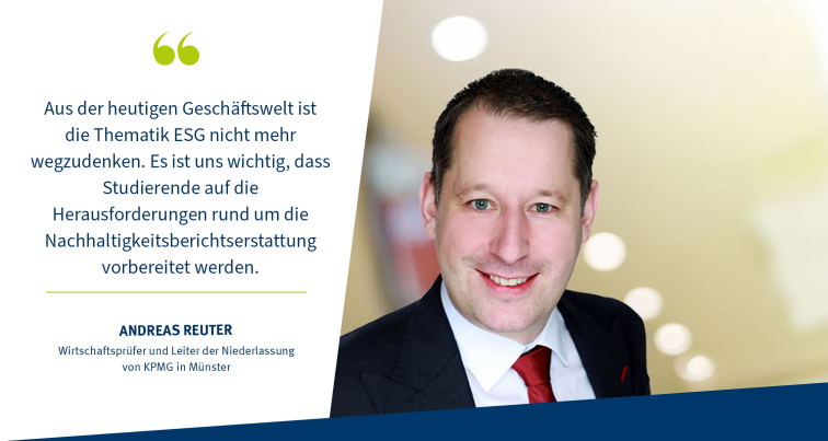 Zitat von Andreas Reuter zur Lehre von Studierenden im Themenbereich Nachhaltigkeitsberichtserstattung