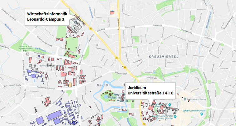 Lageplan der WWU Münster